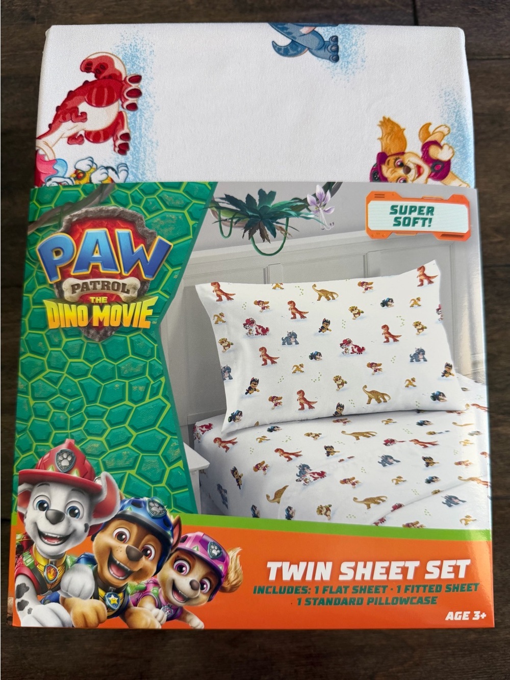 Paw Patrol The Dino Movie Twin Sheet Set 3pc Bedding Dinosaur Nickelodeon NEW